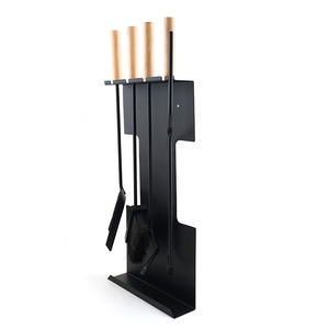 Fireplace Tools <strong>Set</strong> 5 Pieces Wrought Iron Fireset <strong>Fire</strong> Pit <strong>Poker</strong> Wood Stove Log Tongs Holder Fireplace Tool <strong>Set</strong> Black - Product Image 2