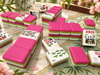 Panda Bloom Line Set Mahjong Mewah Modern Amerika 160 Ubin Akrilik dengan Rak dan Penggeser, Permainan Keluarga Portabel, Hadiah untuk Malam Bermain