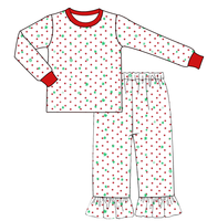 Ensemble de pyjamas de Noël pour filles en coton biologique Puresun, imprimé à pois et étoiles, pyjamas à volants, tenues de nuit pour enfants pour les fêtes
