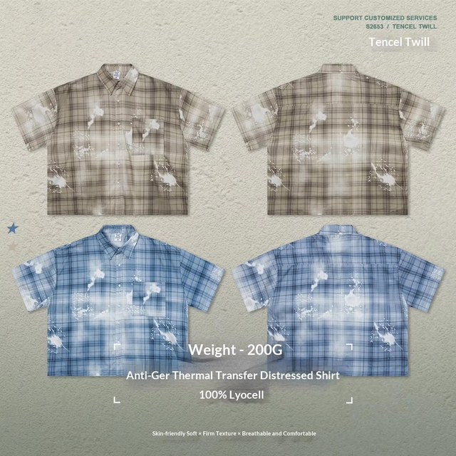 High Quality Short Sleeve Plaid Shirt Casual Fashion Cropped Check Button up Shirt for Men