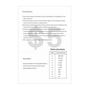 Tarjeta de Lotería Rasca y Gana, Impresión de Alta Resolución, Flexografía, Patrón Personalizado, Tamaño y Logotipo Personalizables, Fabricante - Product Image 3