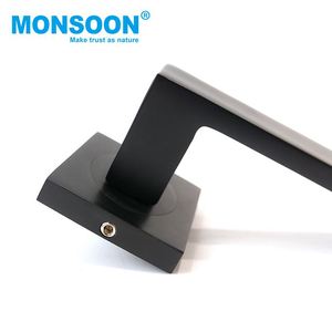 Matt đen vuông hình ống đòn bẩy nội thất bằng gỗ kéo cửa xử lý Tối giản an ninh nhiệm vụ nặng nề Hợp kim kẽm leverset cửa xử lý - Product Image 6