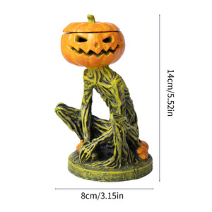 Halloween Pumpkin Head Candle Holder Resin <b>Battery</b> <b>Operated</b> Indoor Decoration - Product Image 4