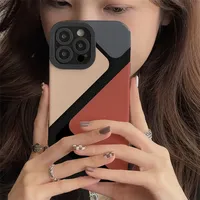Patchwork Couleur Bloc Triangle Téléphone étui pour iphone 11 12 13 14 15 Pro Max 15 14plus 12 13Mini X XR XS Max 7 8 Plus Couverture Souple 16