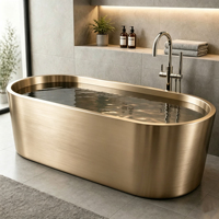 Baignoire autoportante moderne en acier inoxydable épaissi D&C Gold pour villas de luxe et salles de bain d'hôtels, vente en gros OEM ODM