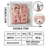 Patch brodé en tissu avec lettres anglaises, autocollant rose, fil de broderie chinois, pour vêtements et chapeaux