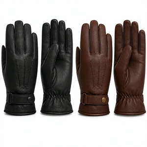 Leather <b>Touch</b> <b>Screen</b> <b>Gloves</b> Four Seasons Warm Wrist Length Fur Lined Eco-Friendly Plain Style Black Brown Casual Use - Product Image 6