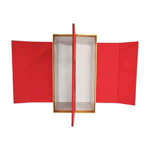 <b>Red</b> Rectangle Rigid Gift <b>Box</b> with Gold Foil Edge and Magnetic Closure for High-End Packaging - Product Image 2