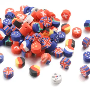 Mix color Country Polymer Clay Beads Charms National Flag Spacer Beads DIY For Jewelry Making Necklace Bracelet Accessories