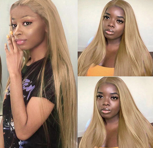 Wig Rambut Asli Berkualitas Tinggi 100% Warna Pirang Abu, Wig Full Lace 40 Inch Berwarna-warni, Wig Rambut Asli Pirang Abu dengan Lace Front - Product Image 2