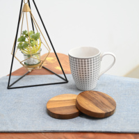 Sous-verre en bois de teck naturel écologique, résistant à la chaleur, réutilisable, durable, moderne, 10 cm de diamètre, pour table, salle à manger, restaurant