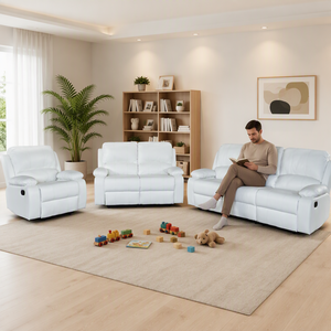 Conjunto de sofá reclinable moderno de cuero PU con brazos acolchados y respaldo firme para sala de estar - Product Image 2