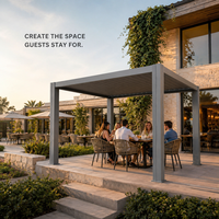 Gazebo en aluminium fermé avec pavillon en aluminium à côtés ouverts et configuration personnalisée pour les projets de terrasses et de jardins extérieurs