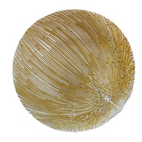 Ensemble de plaques de verre de 13 pouces de forme ronde de luxe en perles dorées pour la décoration de table d'événement de mariage