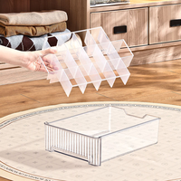 Boîte de rangement en plastique transparent à grilles pour armoire, tiroir, boîte de rangement, organisateur, sous-vêtements, chaussettes, vêtements