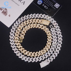 Iced Out VVS Moissanite <b>Statement</b> <b>Necklace</b> GRA Certified 18K Gold Plated Link Chain Round Brilliant Cut Luxury Party Jewelry - Product Image 1