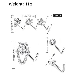 ชุดเครื่องประดับ<span class=keywords><strong>จมูก</strong></span>แบบแท่งโค้งรูปตัว L หลากหลายรูปทรง ทำจากสแตนเลส 316 ชุบเคลือบ สำหรับตกแต่ง<span class=keywords><strong>จมูก</strong></span> ใช้ได้ทั้งผู้ชายและผู้หญิง - Product Image 3