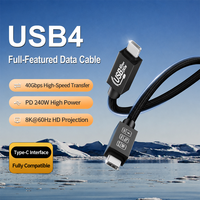 Câble USB4 40 Gbps USB C vers USB C, charge rapide PD 240 W, transfert de données vidéo, nylon tressé, cordon court de 10 cm pour téléphone portable, ordinateur portable