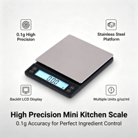 Balance de cuisine numérique portable de haute précision 0,1 g avec écran LCD pour café, pâtisserie et bijoux