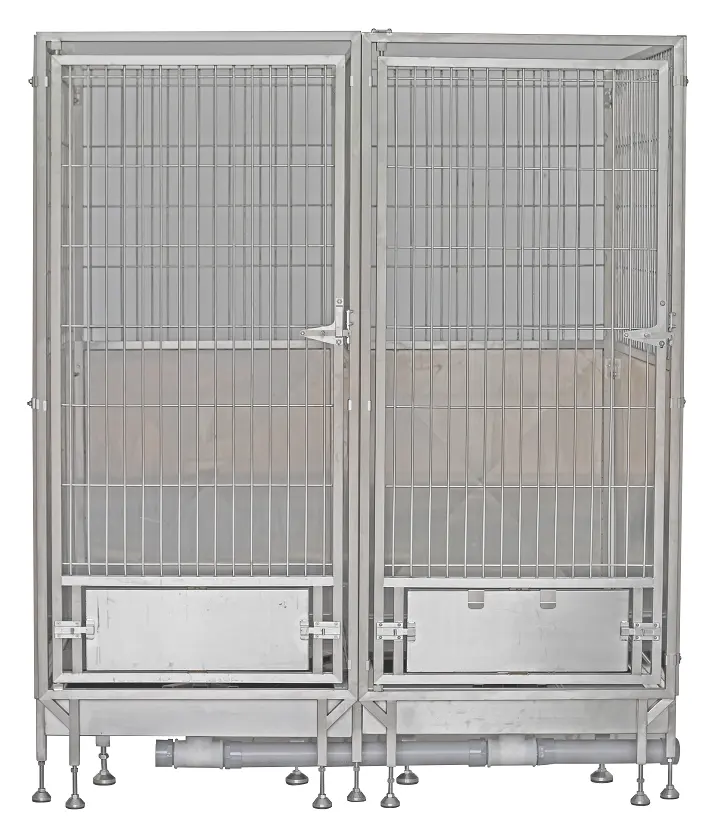 Stainless Steel Draining Kennel with Wire Grid Door