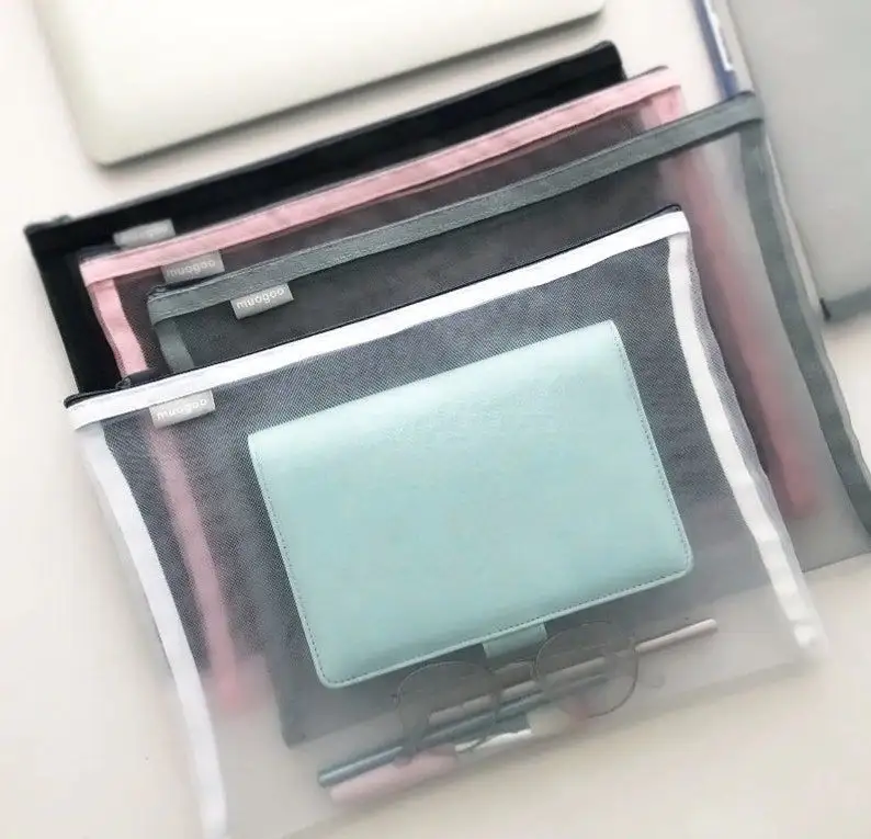 Professionelle schwarze Reisetasche für Make-up durchsichtige Pinsel Nylon-Material Reißverschluss-Gitter-Organisator modische PC-Kosmetiktasche