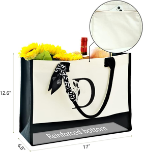 Recycled <b>Canvas</b> Foldable <b>Tote</b> <b>Bag</b> for Women & Girls-custom Logo Heavy Duty Gift Shopping <b>Bag</b> - Product Image 3