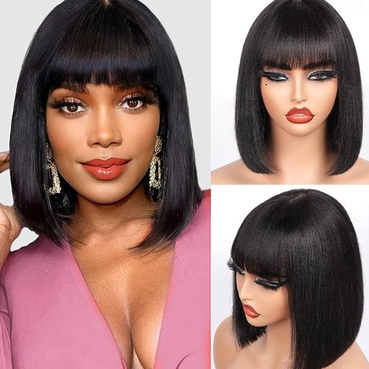 virgin human hair wig with bangs