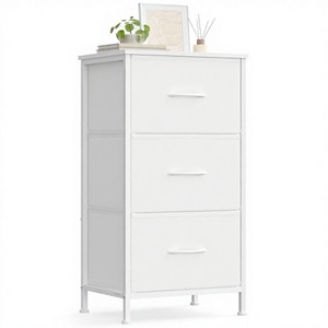 Commode de chambre <span class=keywords><strong>SONGMICS</strong></span> à 3 tiroirs en acier, MDF et tissu non tissé, pour entrée ou salon, montage facile, blanc neige nuage - Product Image 3