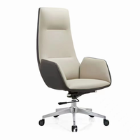 Chaise de bureau ergonomique de luxe avec cuir véritable et mousse haute densité, chaises pivotantes de direction à dossier haut de style européen