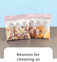 Sacs refermables en PE de qualité alimentaire imprimés sur mesure, pochettes transparentes réutilisables et refermables pour l'emballage de biscuits, bonbons et collations