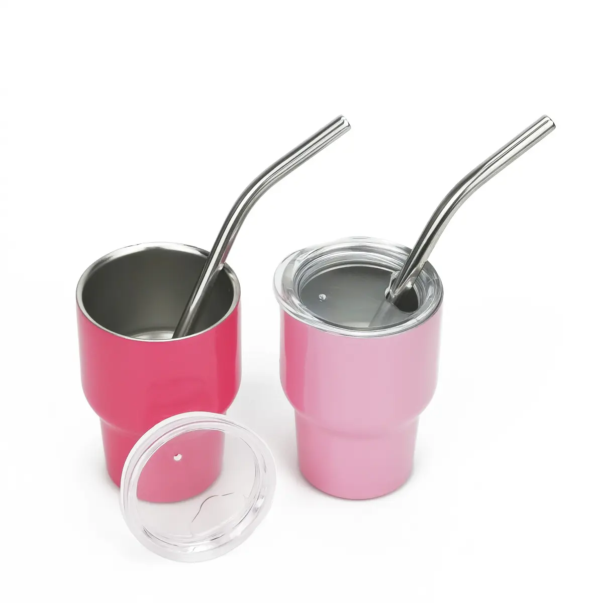 2oz 3oz Mini sublimazione in acciaio inox miniatura colpo Tumbler tazze bicchieri bere isolato Tumbler con coperchio e paglia