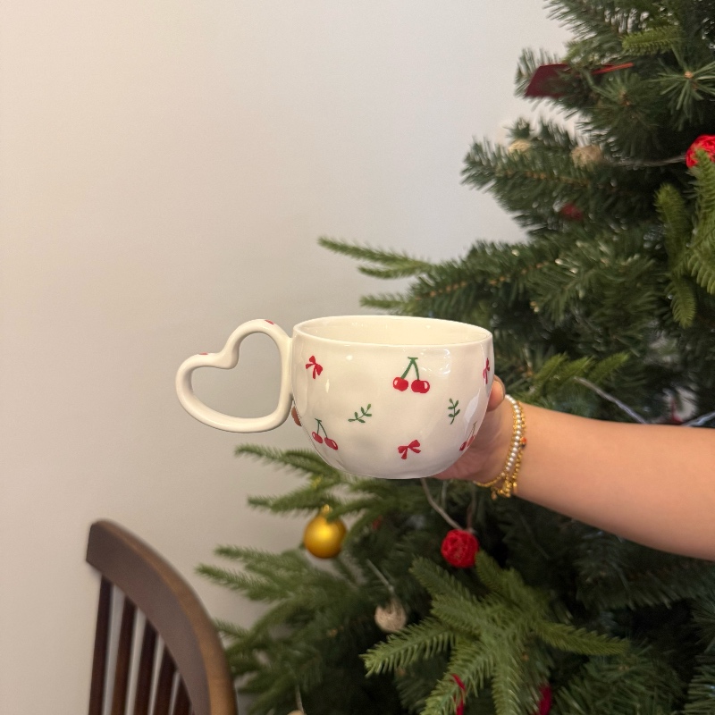 Tazza singola con fiocco bianco ciliegia