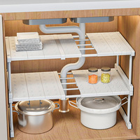 Étagère de rangement pour évier de cuisine réglable en acier inoxydable, acier au carbone, PP, PS, multi-niveaux, extensible, organisateur d'étagère de placard