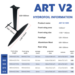 ชุดปั๊มไฮโดรฟอยล์คาร์บอนฟอยล์ ART V2 1099 สีแดง เสาอลูมิเนียม ลื่นไหลอย่างมีประสิทธิภาพ ควบคุมการปั๊มได้ดีสำหรับสิ่งกีดขวางขนาดเล็ก SUP ลงวินด์ ฟอยล์อิน - Product Image 2