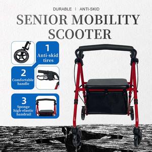 折り畳み式軽量ウォーカーローレーター、ハンドルブレーキ付き高齢者が歩行し、座席付き - Product Image 3