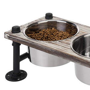 Yükseltilmiş demir köpek kedi evcil hayvan gıda ve su besleyici 2 paslanmaz çelik kaseler ile Stand - Product Image 5