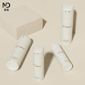 Flacons pompe de luxe beiges en PET pour soins de la peau, capacité 50 ml/100 ml, personnalisables en usine pour crème visage, sérum, écran solaire, lotion, tonique - Product Image 1