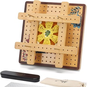 Bamboo Crochet Shaping Board <b>Set</b> 12x12 In With Pegs <b>For</b> DIY <b>Knitting</b> Crafting Tools - Product Image 1