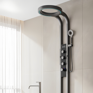 Di lusso Smart Display a LED pioggia Soft appartamento <span class=keywords><strong>bagno</strong></span> sistema di pannelli doccia valvola in ceramica in ottone SPA massaggio doccia a cascata - Product Image 2