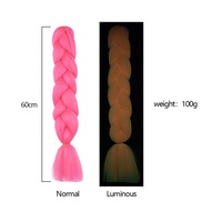 Vente en gros 24 pouces lumineux néon tressage extension de cheveux Ombre Yaki droite synthétique lueur dans les tresses jumbo sombres