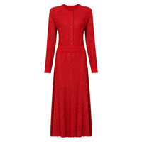 Robe en tricot élégante et décontractée pour femmes, à manches longues, col rond, cintrée, avec embellissement en strass, nouvelle mode