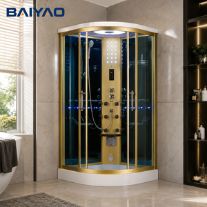 Bon marché Prix Doré <span class=keywords><strong>90x90</strong></span> Porte Coulissante Verre Transparent Salle De <span class=keywords><strong>Douche</strong></span> De Massage Cabines À Vapeur avec Cadre Brossé pour La Maison - Product Image 4