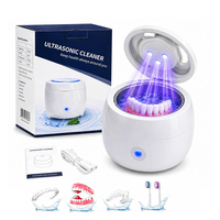 Nettoyeur à ultrasons portable électrique à haute fréquence 45 kHz pour bijoux et appareils dentaires avec 3 lumières UV