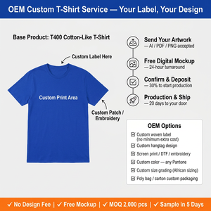T-shirt promotionnel personnalisé en coton T400, extensible dans les 4 sens, anti-plis, 200 GSM, pour l'Afrique, OEM/ODM, vente en gros - Product Image 5
