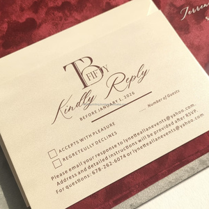 Boîte d'invitation de mariage en velours de luxe, style portefeuille, impression typographique, logo personnalisé, dorure à chaud, pour fête d'anniversaire - Product Image 4