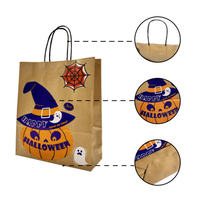 Sac en papier personnalisé pour Halloween, écologique, motif citrouille et chauve-souris, sac en papier kraft avec poignée pour emballage cadeau de boulangerie, vente en gros
