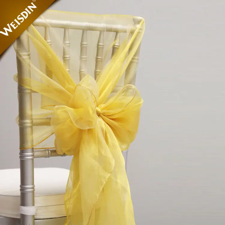 Colorful High Quality Organza Fabric banquet chair cover wedding decoration chair sashes