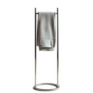 Modern Freestanding Towel Holder Rack, Black Metal <b>Countertop</b> <b>Bathroom</b> Towel Stand, Double Hand Towel Organizer for Home Hotel - Product Image 1