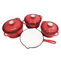 Ensemble de casseroles en fonte émaillée, antiadhésives, design minimaliste, 4 pièces, écologiques, compatibles four