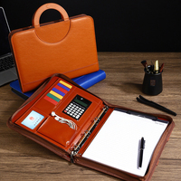 A4 A5 B5 azul marino regalo conjunto hombres mujeres Escuela de Negocios personalizado PU cuero 3 4 anillo Padfolio cartera organizador carpeta con cremallera